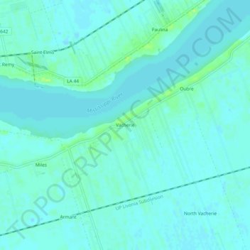Mappa topografica Vacherie, altitudine, rilievo