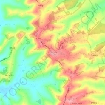Mappa topografica Pozzuolo, altitudine, rilievo