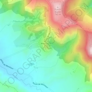 Mappa topografica Château de Montaigut, altitudine, rilievo