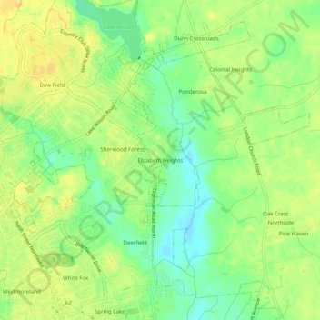 Mappa topografica Elizabeth Heights, altitudine, rilievo