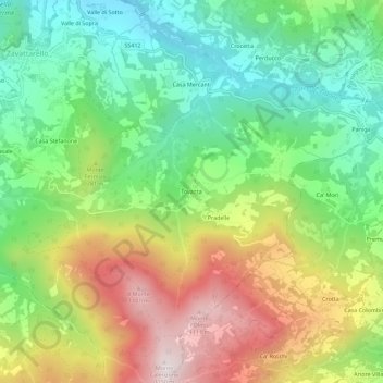 Mappa topografica Tovazza, altitudine, rilievo