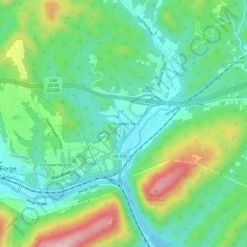 Mappa topografica Cliftondale Park, altitudine, rilievo