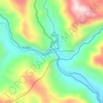 Mappa topografica Miraflores, altitudine, rilievo