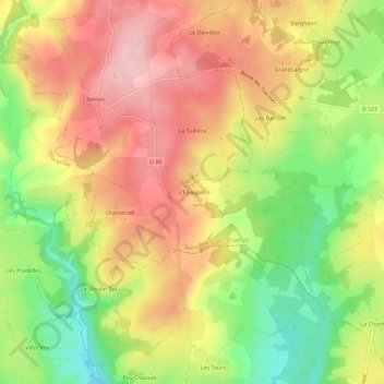 Mappa topografica L'Ebaupin, altitudine, rilievo