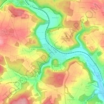 Mappa topografica Urspring, altitudine, rilievo