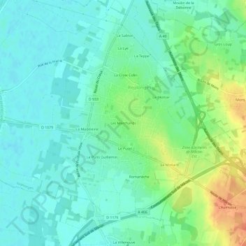 Mappa topografica Les Marchands, altitudine, rilievo