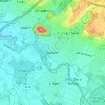 Mappa topografica Doverack, altitudine, rilievo