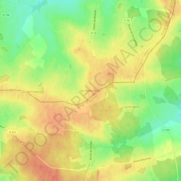 Mappa topografica Les Petits Feullis, altitudine, rilievo