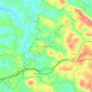 Mappa topografica Irumpanangadu, altitudine, rilievo