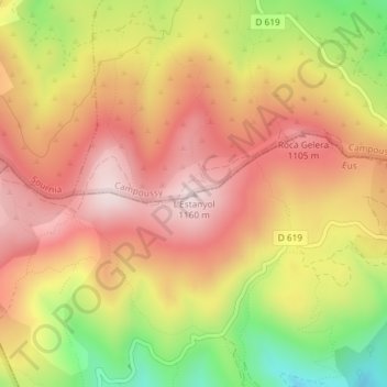 Mappa topografica L'Estanyol, altitudine, rilievo