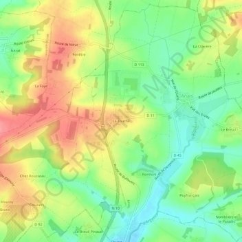 Mappa topografica La Touche, altitudine, rilievo