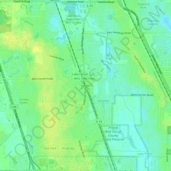 Mappa topografica Everett, altitudine, rilievo