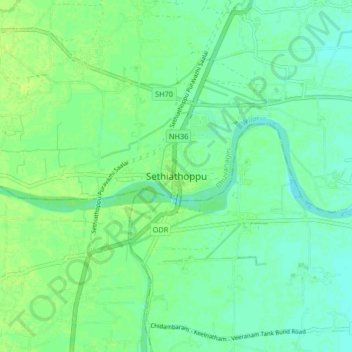 Mappa topografica Sethiathoppu, altitudine, rilievo