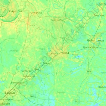 Mappa topografica Ashoknagar Kalyangarh, altitudine, rilievo