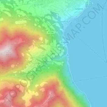 Mappa topografica Xino, altitudine, rilievo
