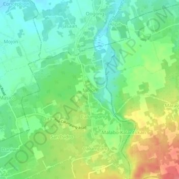 Mappa topografica Mojon, altitudine, rilievo