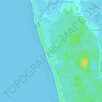 Mappa topografica Tête de Chien, altitudine, rilievo