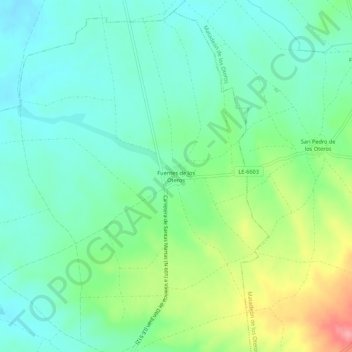 Mappa topografica Fuentes de los Oteros, altitudine, rilievo