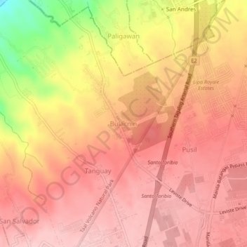 Mappa topografica Bulacnin, altitudine, rilievo
