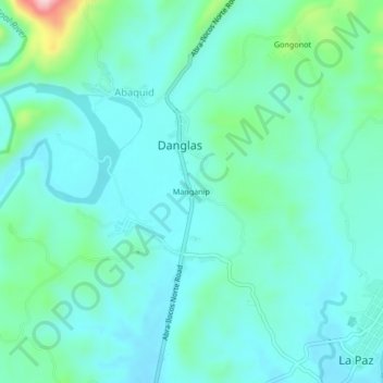 Mappa topografica Manganip, altitudine, rilievo