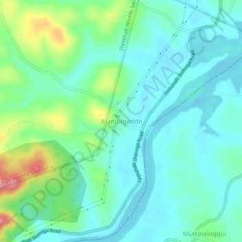 Mappa topografica Mandagadde, altitudine, rilievo