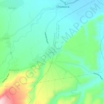 Mappa topografica Nagam, altitudine, rilievo