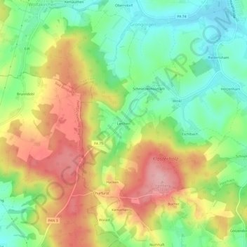 Mappa topografica Lerchen, altitudine, rilievo