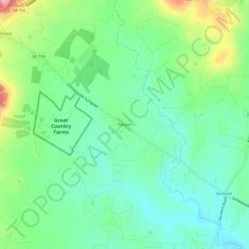 Mappa topografica Paxson, altitudine, rilievo