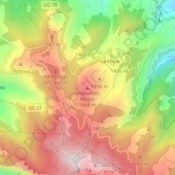 Mappa topografica Montañón Negro, altitudine, rilievo