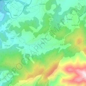 Mappa topografica Anleo, altitudine, rilievo