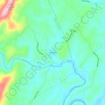 Mappa topografica Schuyler, altitudine, rilievo