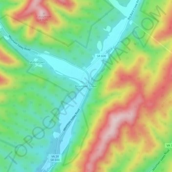 Mappa topografica Mountain Grove, altitudine, rilievo