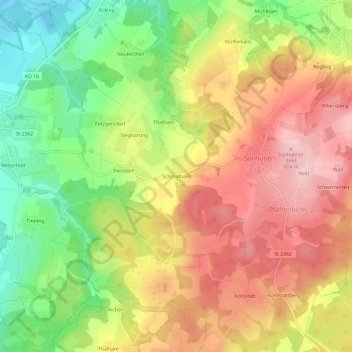Mappa topografica Schmidham, altitudine, rilievo