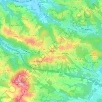 Mappa topografica Mendilazkor, altitudine, rilievo