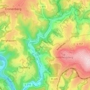 Mappa topografica Holz, altitudine, rilievo