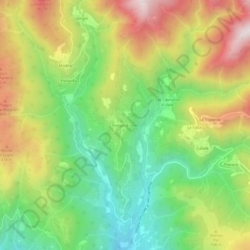 Mappa topografica Poggio di Loro, altitudine, rilievo
