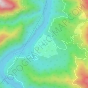 Mappa topografica Geku, altitudine, rilievo