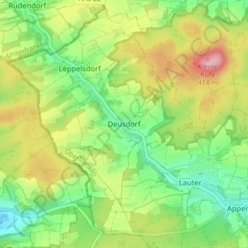 Mappa topografica Deusdorf, altitudine, rilievo