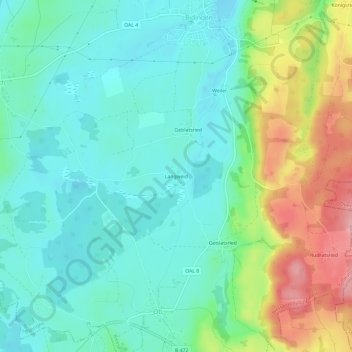 Mappa topografica Langweid, altitudine, rilievo