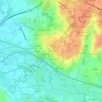 Mappa topografica Pré Neuf, altitudine, rilievo
