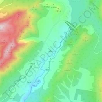 Mappa topografica La Parra, altitudine, rilievo