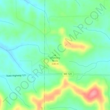 Mappa topografica Chimney Rock, altitudine, rilievo