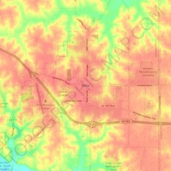 Mappa topografica Pella, altitudine, rilievo