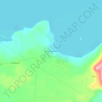 Mappa topografica Puerto Calafquén, altitudine, rilievo