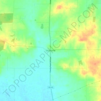 Mappa topografica Sacramento, altitudine, rilievo