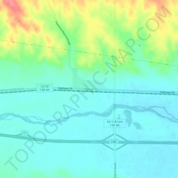 Mappa topografica Roscoe, altitudine, rilievo