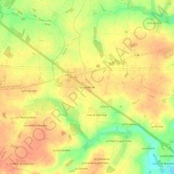Mappa topografica Sainte-Marie, altitudine, rilievo