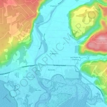 Mappa topografica El Maitén, altitudine, rilievo