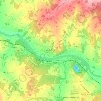 Mappa topografica Coldebouye, altitudine, rilievo