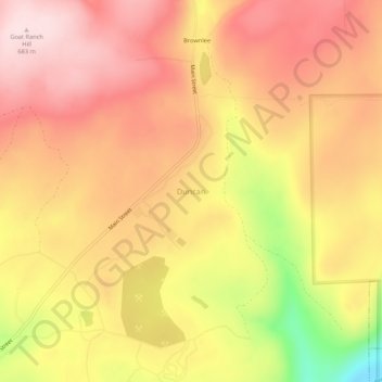 Mappa topografica Duncan, altitudine, rilievo